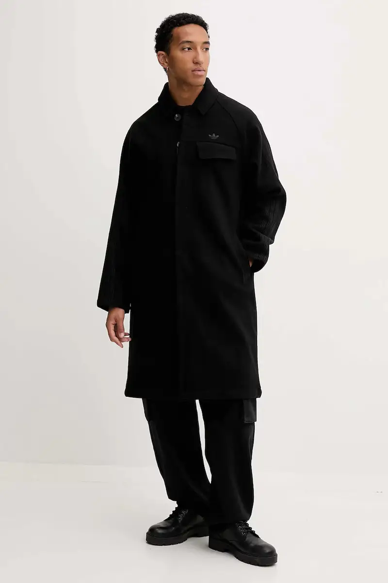 cappotto con aggiunta di lana P Ess Overcoat colore nero JW0120