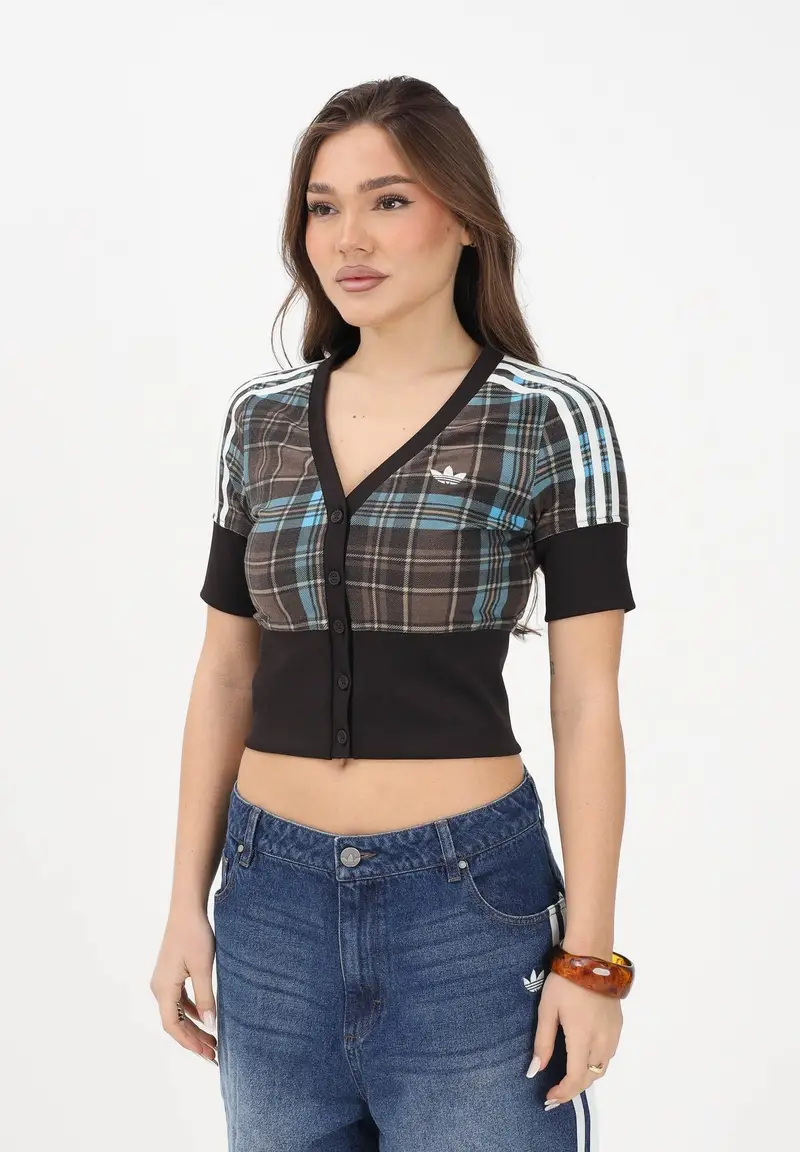 Cardigan CHECKED marrone da donna