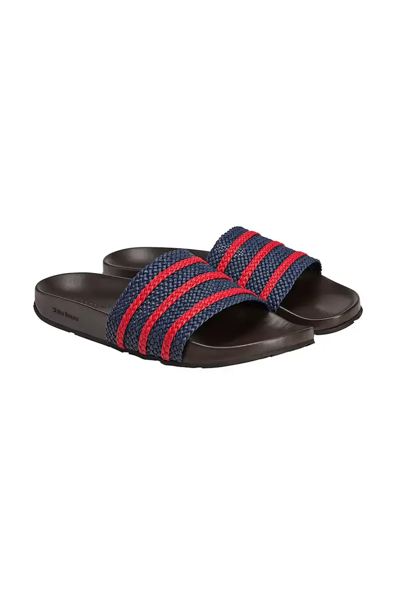 ciabatte slide x Wales Bonner Adilette donna colore blu navy KI3388 miniatura 2