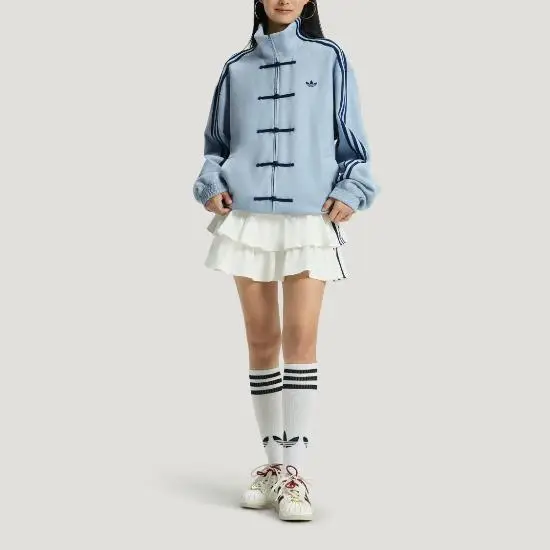 originals CTT FW25 3 1 SOFT Giacca sportiva ampia a righe con zip e collo alto in stile cinese unisex KT3846 4XL blu miniatura 2