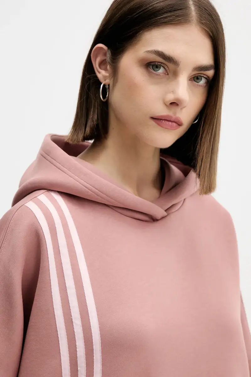 felpa 3-Stripes donna colore arancione con cappuccio con applicazione JW3601 miniatura 4