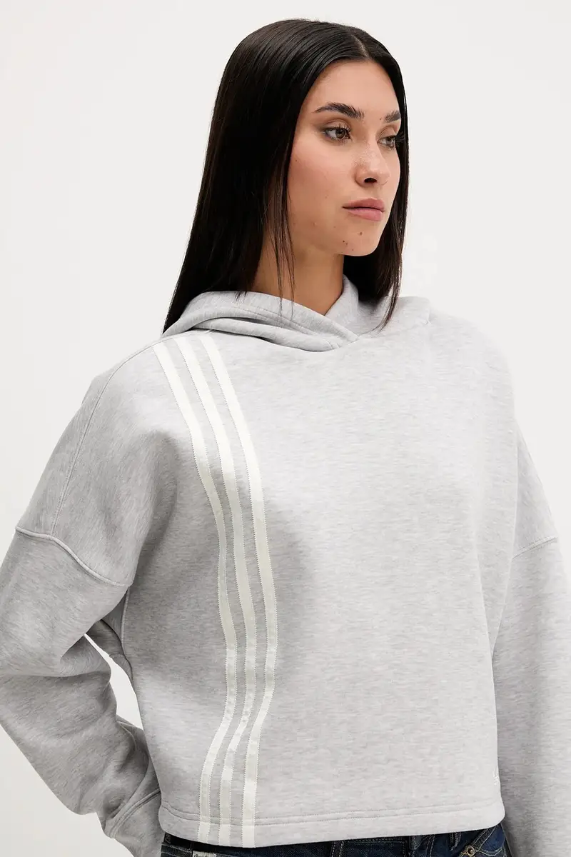 felpa 3-Stripes donna colore grigio con cappuccio JW3596 miniatura 4