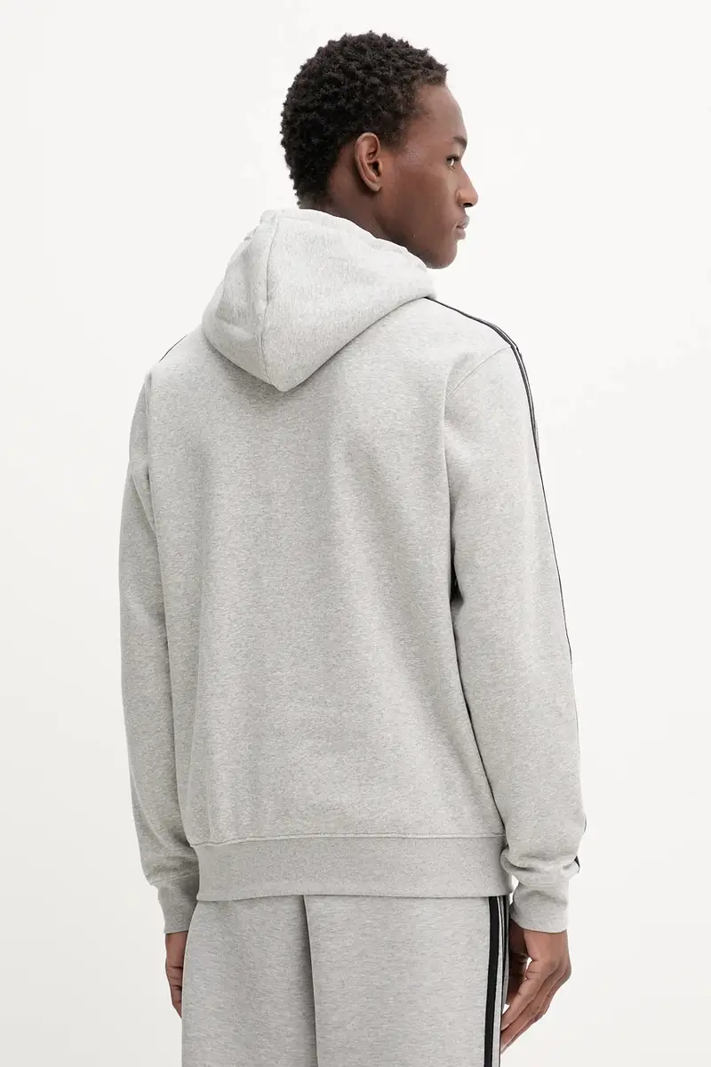 felpa 3-Stripes uomo colore grigio con cappuccio con applicazione JY1376 miniatura 3