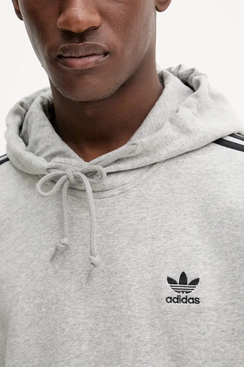 felpa 3-Stripes uomo colore grigio con cappuccio con applicazione JY1376 miniatura 5