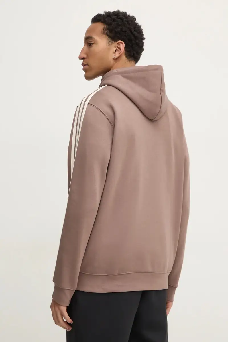 felpa 3-Stripes uomo colore marrone con cappuccio con applicazione JP1000 miniatura 3