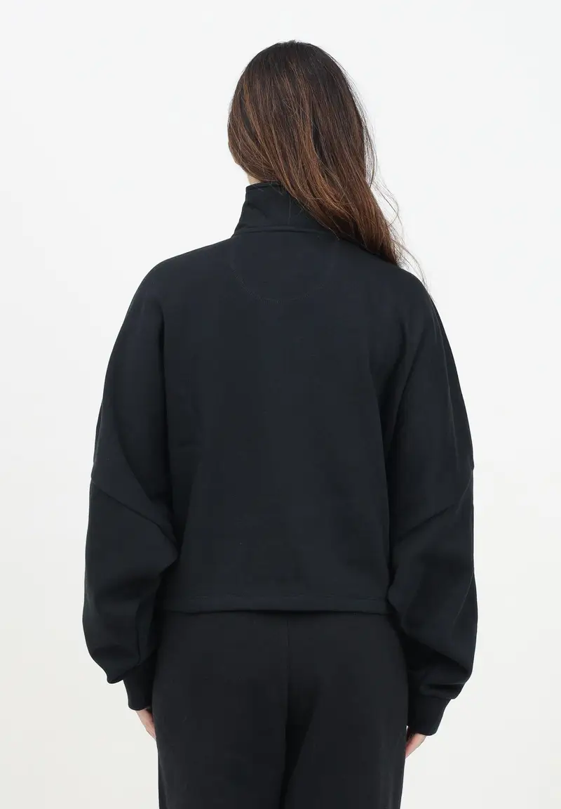 ADIDAS ORIGINALS Felpa a mezza zip Essentials nera da donna miniatura 2