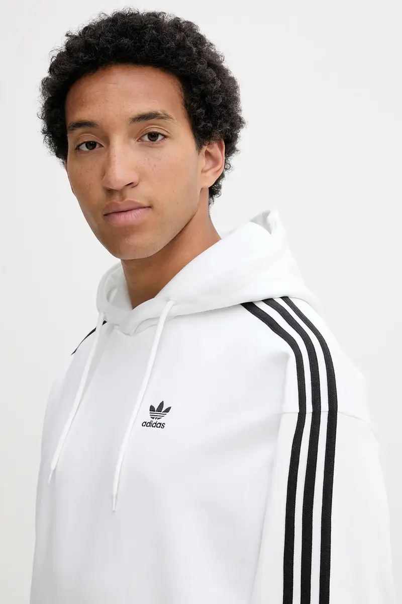 felpa Baggy Hoodie uomo colore bianco con cappuccio con applicazione JY1414 miniatura 4