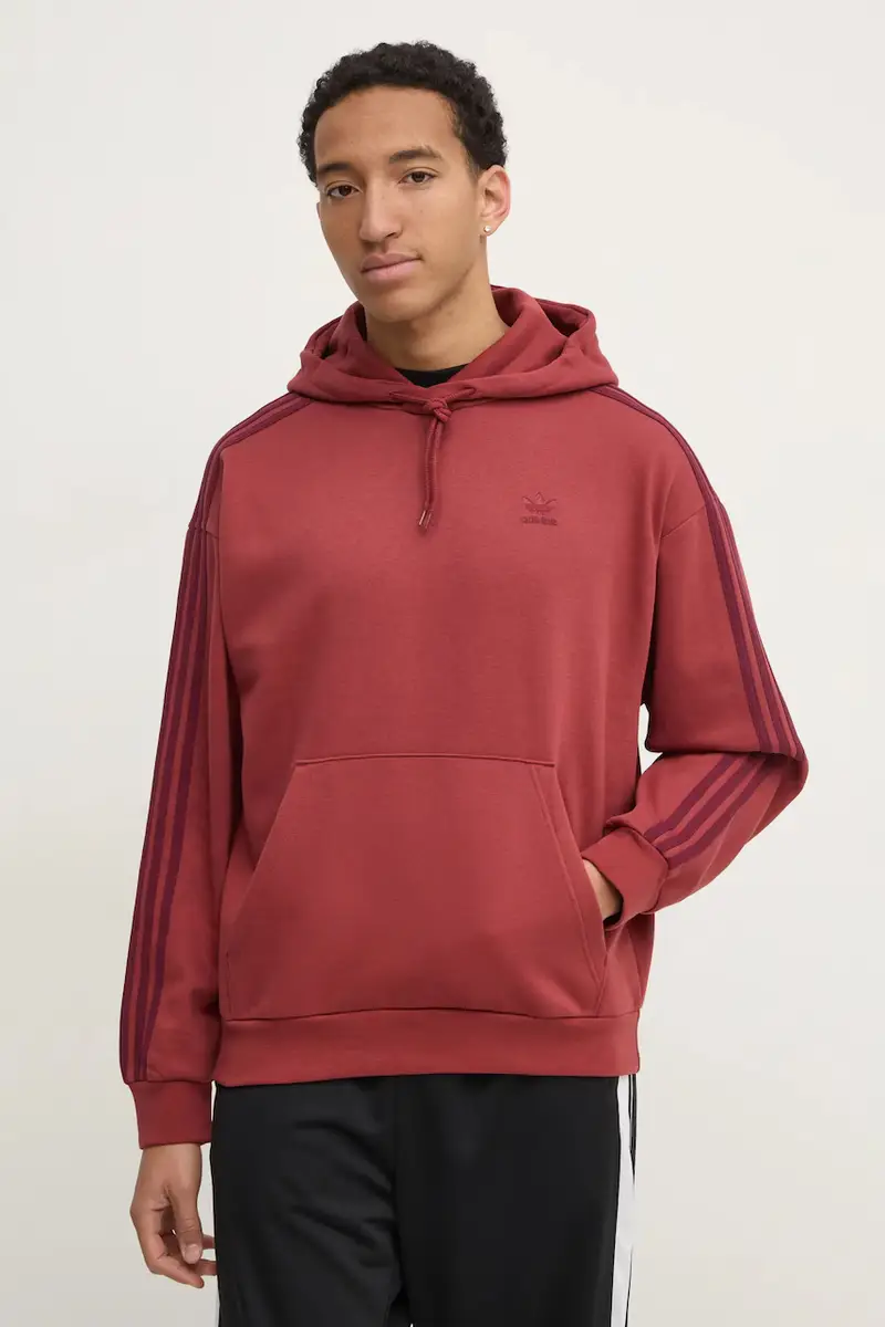 felpa BAGGY HOODIE uomo colore rosso con cappuccio con applicazione JP1072