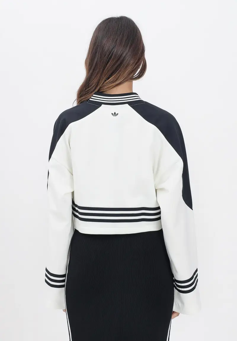 ADIDAS ORIGINALS Felpa Blocking Crewneck avorio e nera da donna miniatura 2