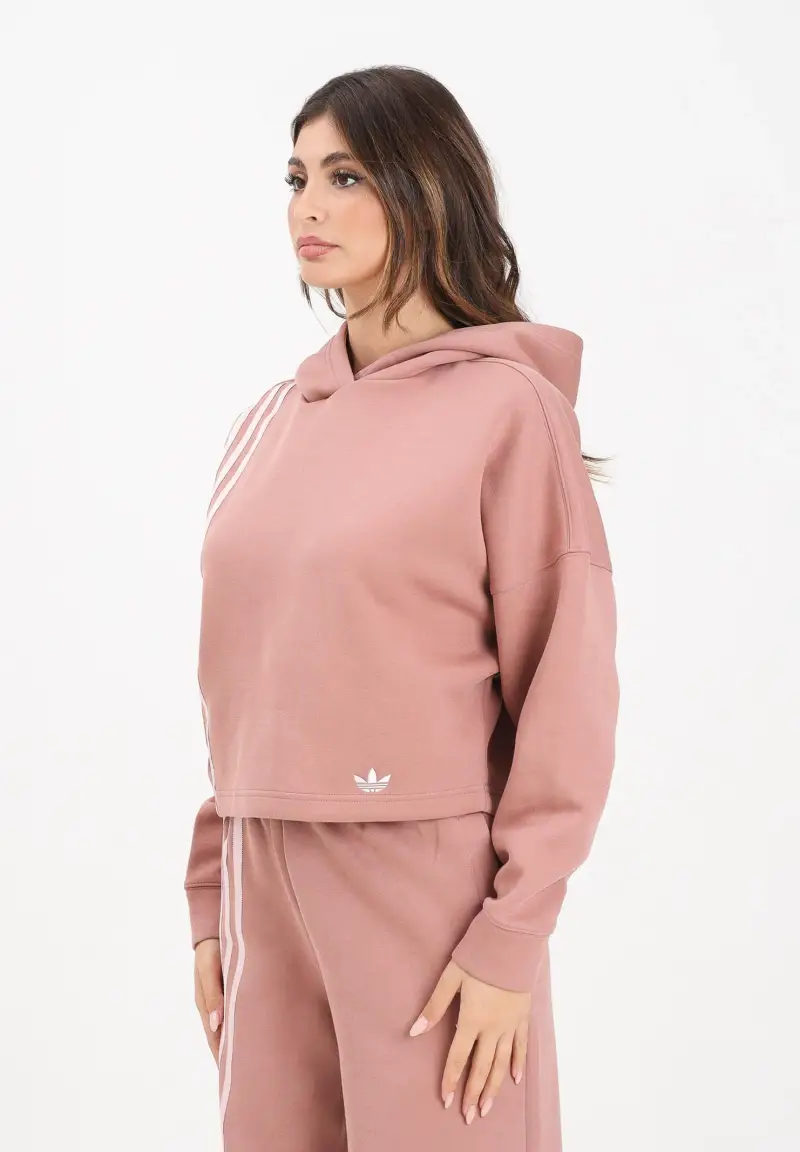 Felpa con cappuccio 3- Stripes rosa da donna