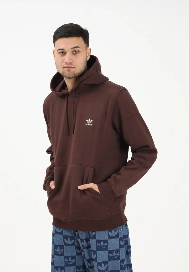 Felpa con cappuccio ESSENTIAL REGULAR FLEECE marrone da uomo miniatura 2