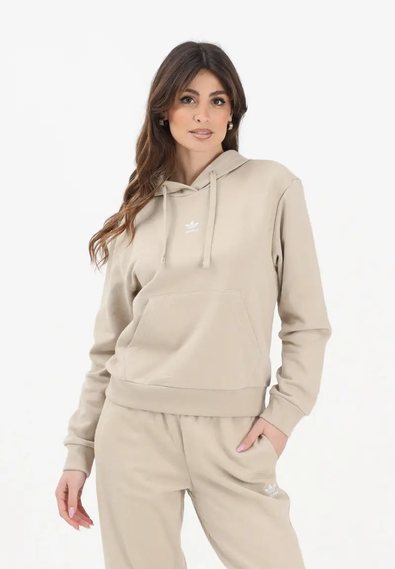 Felpa con cappuccio ESSENTIALS FRENCH TERRY beige da donna miniatura 2
