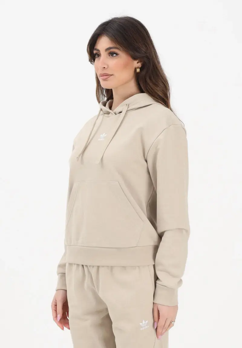 Felpa con cappuccio ESSENTIALS FRENCH TERRY beige da donna