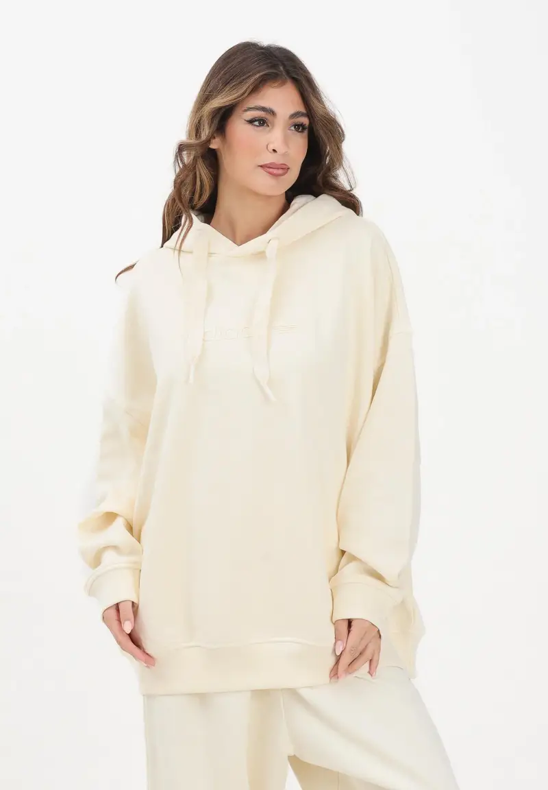 Felpa con cappuccio Essentials Linear Oversized panna da donna miniatura 2