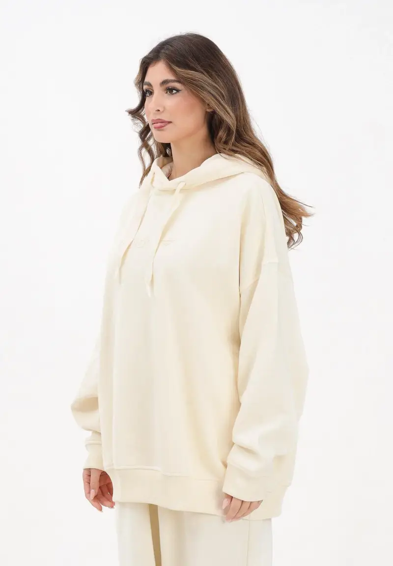 Felpa con cappuccio Essentials Linear Oversized panna da donna