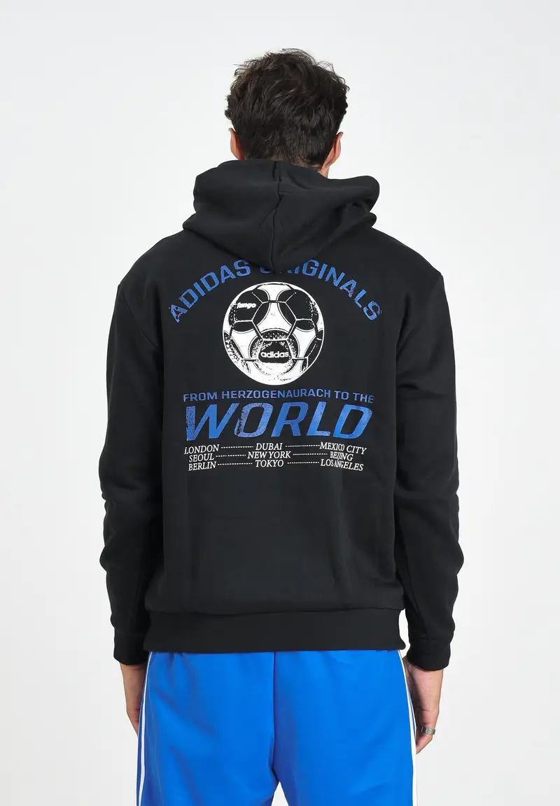 ADIDAS ORIGINALS Felpa con cappuccio Graphic nera da uomo miniatura 2