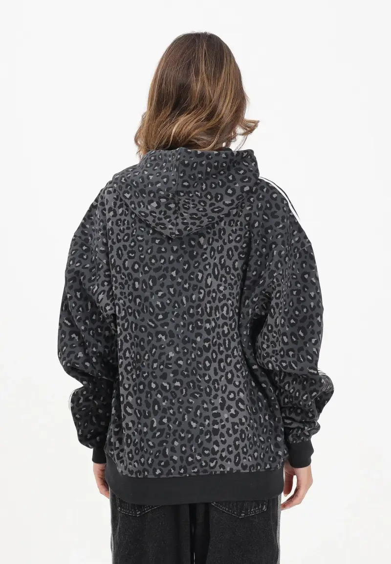 Felpa con cappuccio Leo All Over Print Loose nera da donna miniatura 3