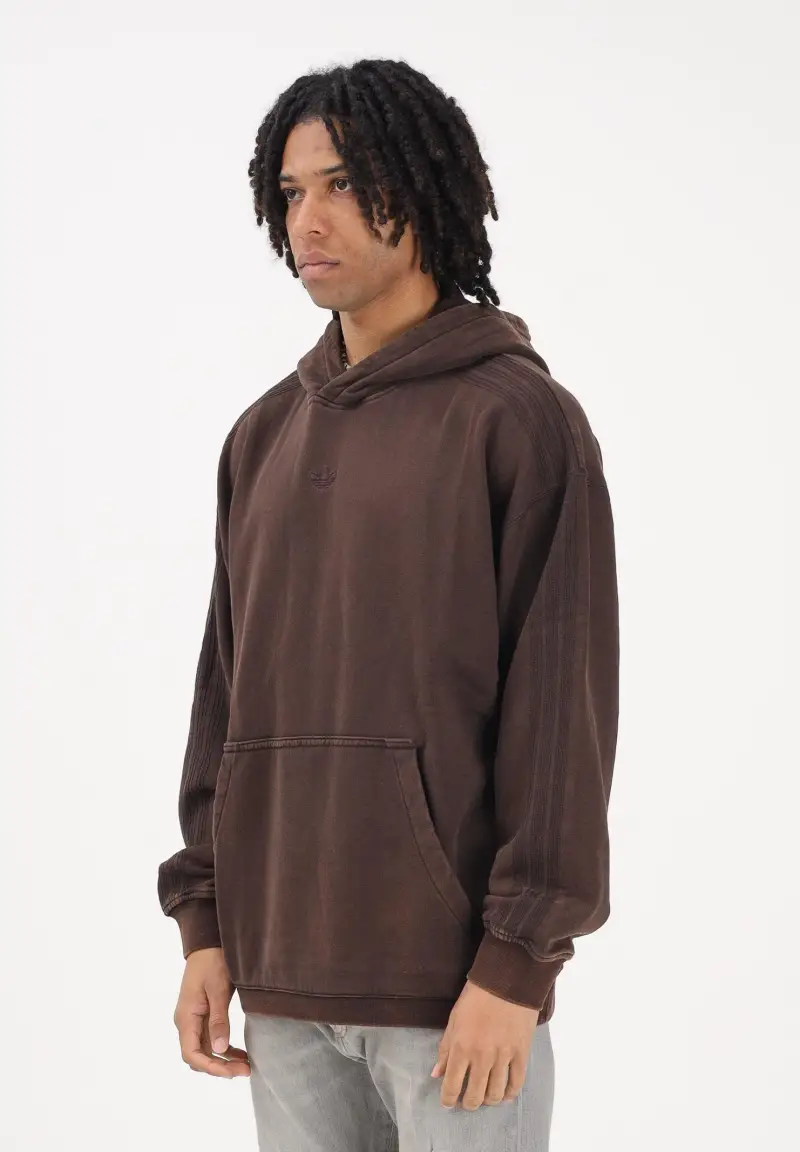 Felpa con cappuccio Premium Essentials Retro Washed marrone da uomo