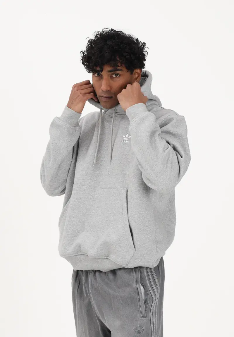 Felpa con cappuccio Trefoil Essentials Loose grigia da uomo miniatura 2