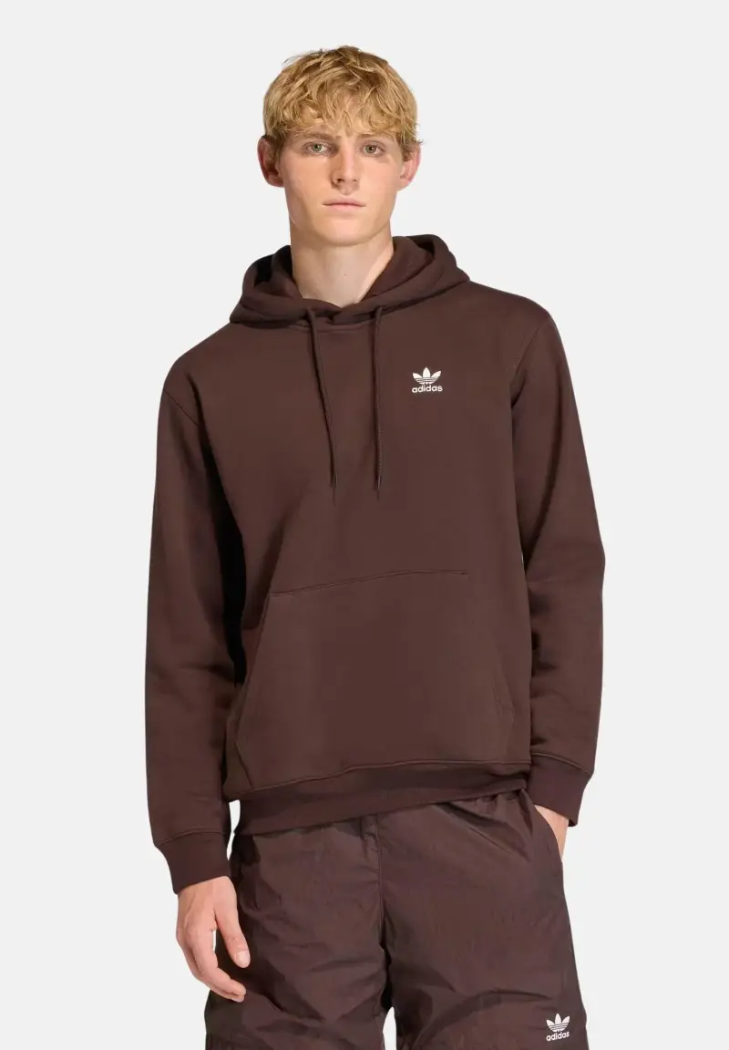 Felpa con cappuccio Trefoil Essentials Loose marrone da uomo