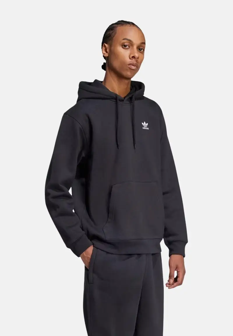 Felpa con cappuccio Trefoil Essentials Loose nera da uomo miniatura 2