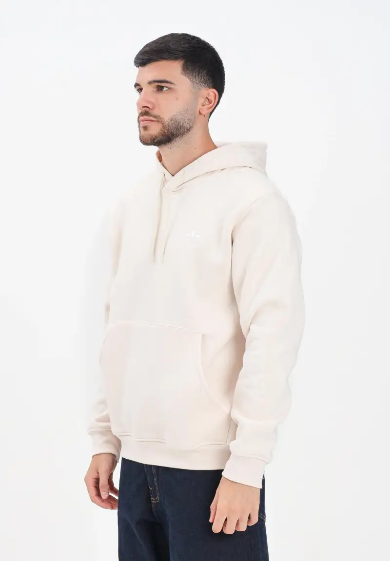 Felpa con cappuccio Trefoil Essentials panna da uomo