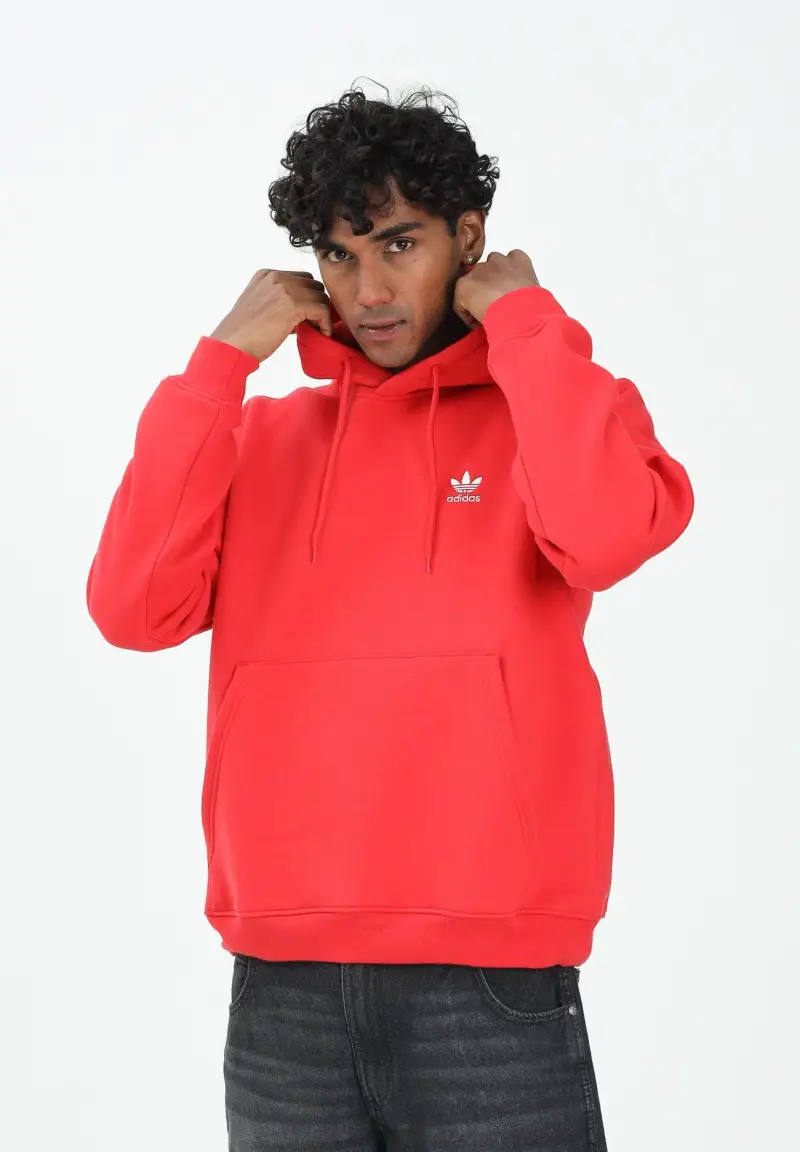 Felpa con cappuccio Trefoil Essentials rossa da uomo miniatura 2