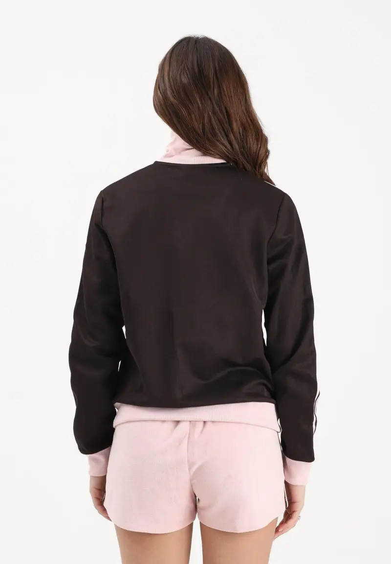 Felpa con zip 3-Stripes marrone e rosa da donna miniatura 3