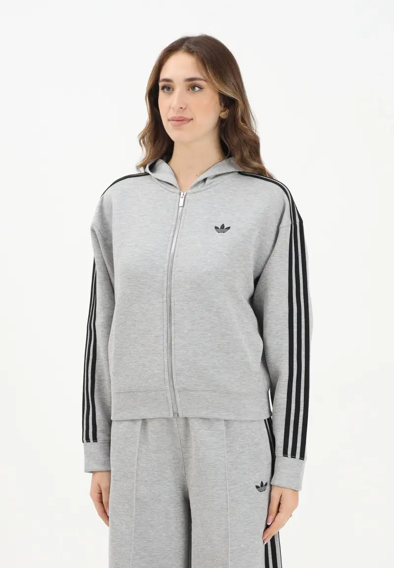 Felpa con zip Adicolor 3-Stripes Spacer grigia da donna