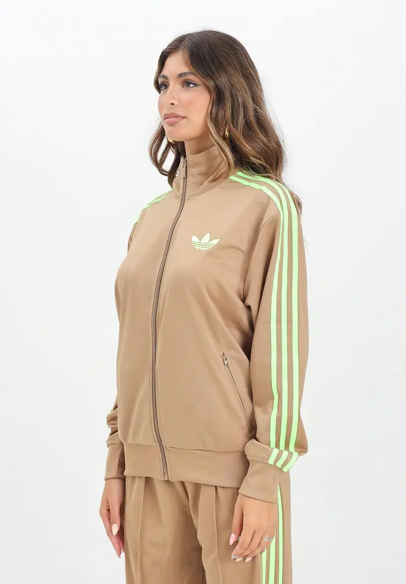 Felpa con zip adicolor Classic Firebird Loose beige da donna