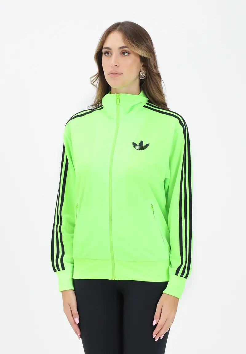 Felpa con zip adicolor Classic Firebird Loose verde fluo da donna