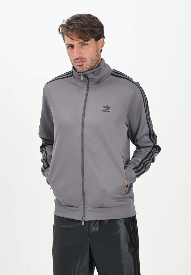 Felpa con zip Adicolor Classic grigia da uomo miniatura 2