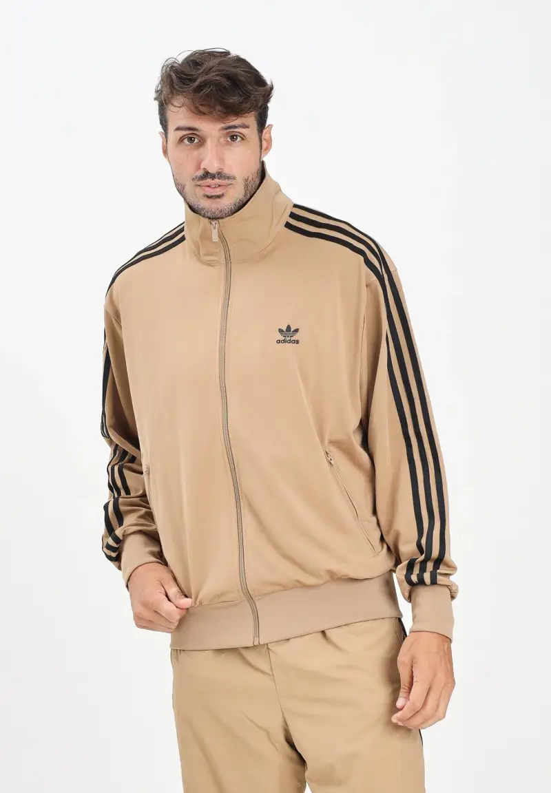 Felpa con zip adicolor Classics Firebird beige da uomo miniatura 2