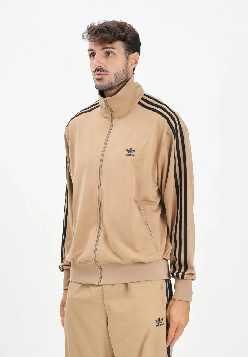 Felpa con zip adicolor Classics Firebird beige da uomo