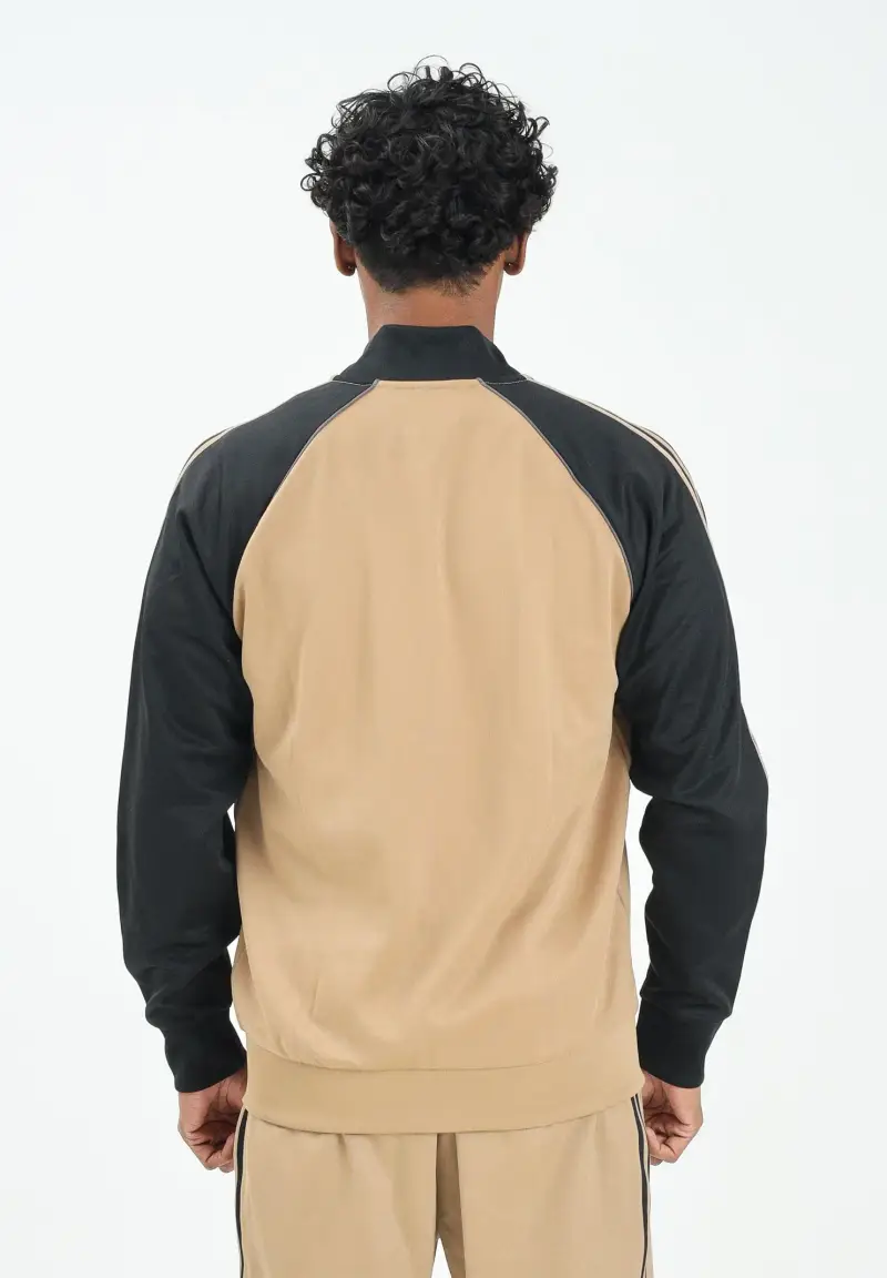 Felpa con zip Adicolor Classics SST beige e nera da uomo miniatura 3