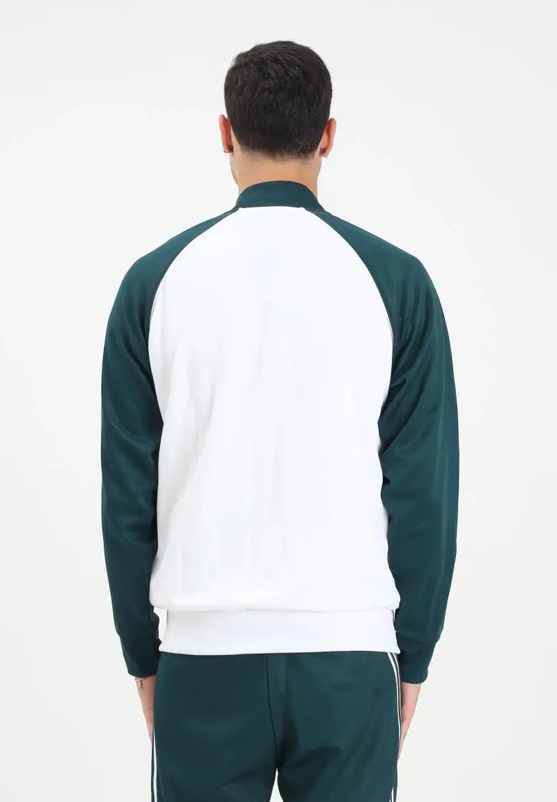 Felpa con zip Adicolor Classics SST bianca e verde da uomo miniatura 3