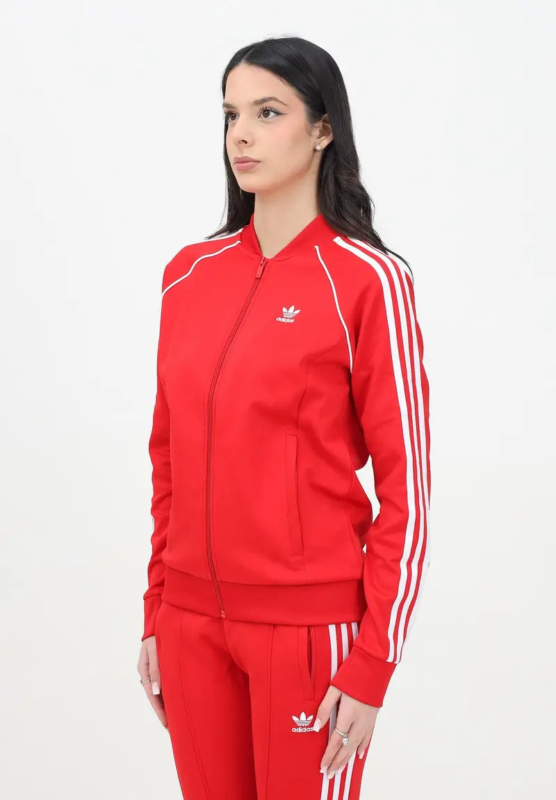 ADIDAS ORIGINALS Felpa con zip Adicolor Classics SST rossa da donna