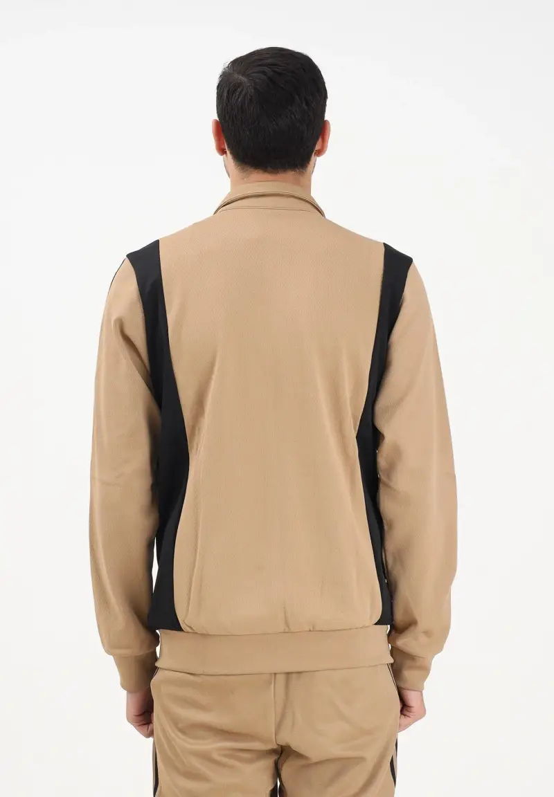 Felpa con zip Adicolor Panel beige e nera da uomo miniatura 3