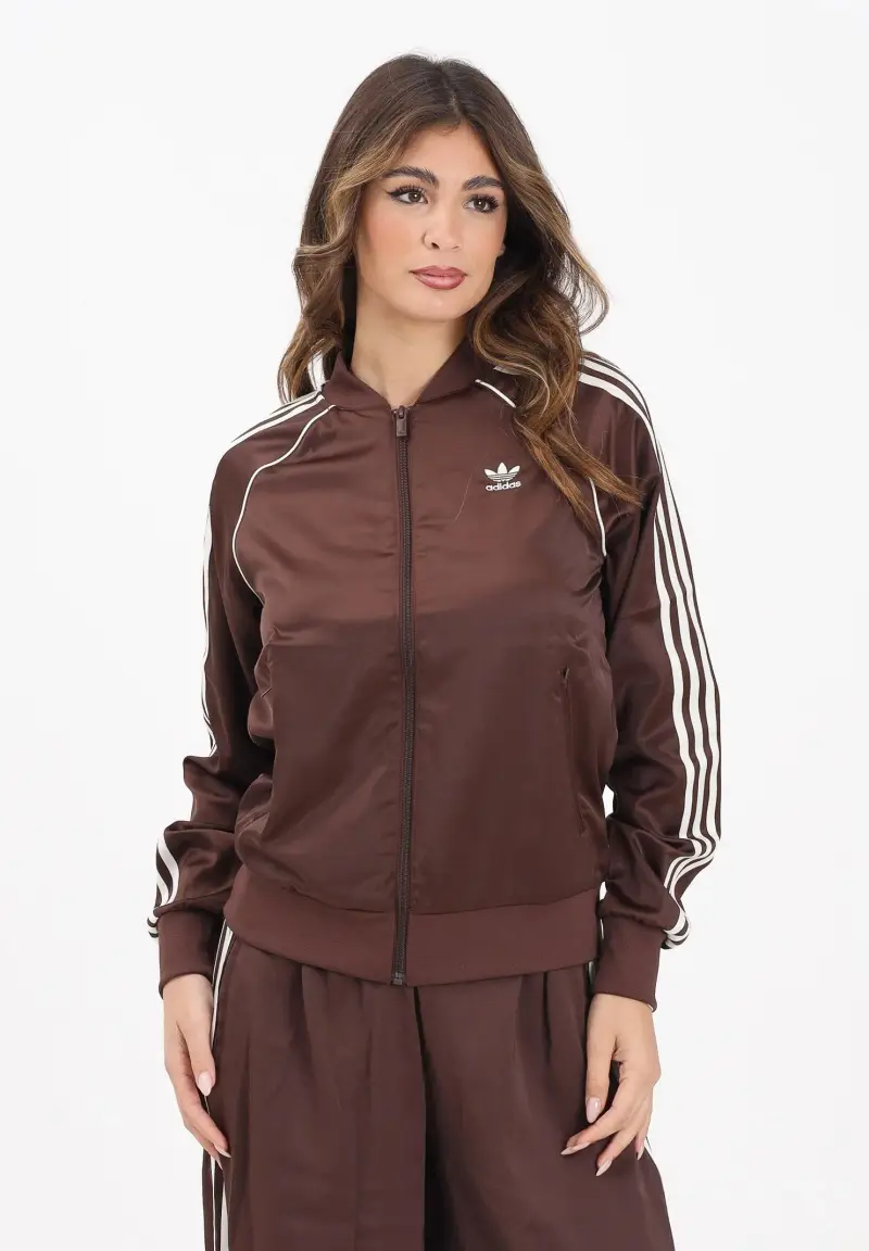 Felpa con zip Adicolor SST Satin marrone da donna miniatura 2