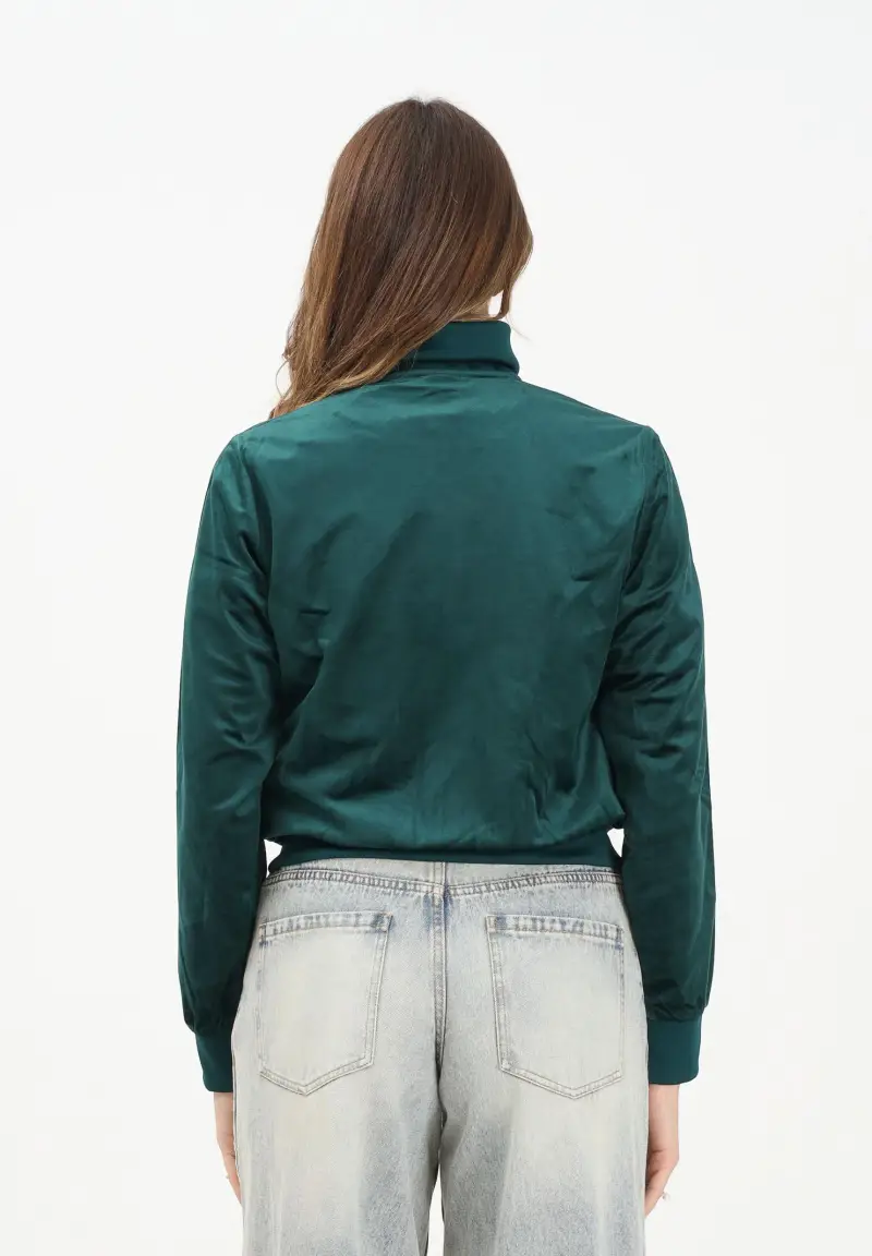 Felpa con zip Adicolor Velour verde da donna miniatura 3