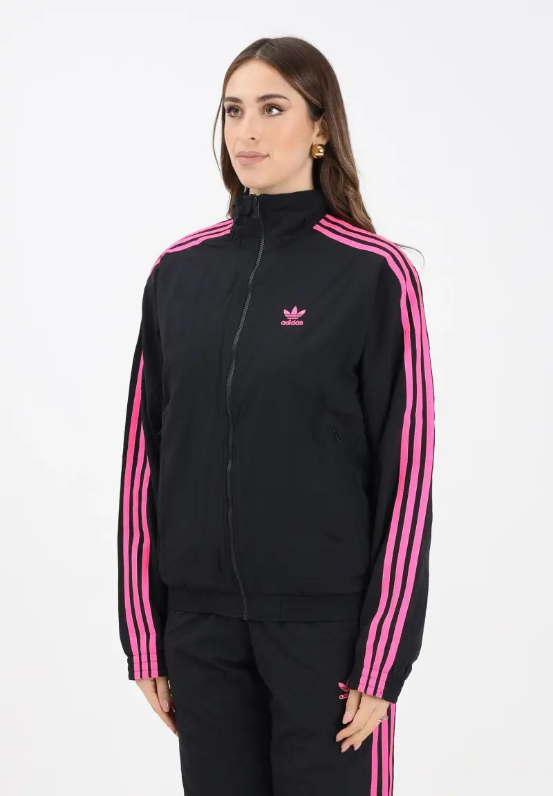 Felpa con zip Adicolor Woven Firebird nera da donna
