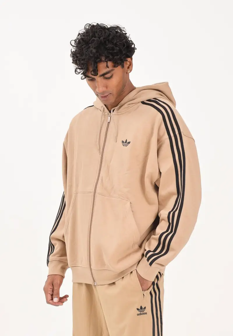 Felpa con zip adidas adicolor Oversize beige da uomo miniatura 2