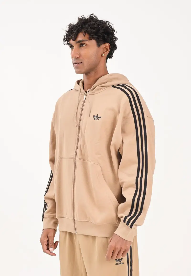 Felpa con zip adidas adicolor Oversize beige da uomo