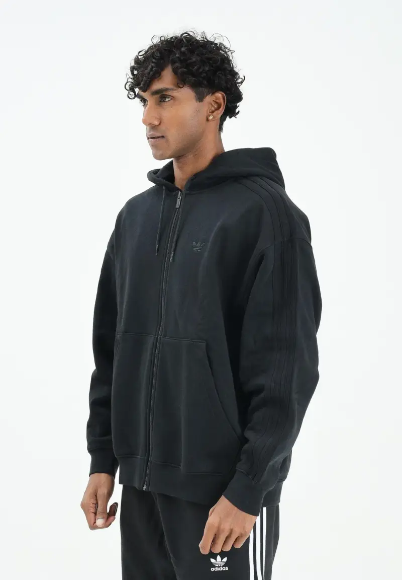 Felpa con zip adidas adicolor Oversize nera da uomo
