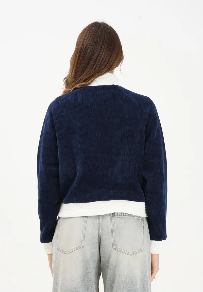 Felpa con zip ADIDAS ORIGINALS VELOUR KNIT blu da donna miniatura 3