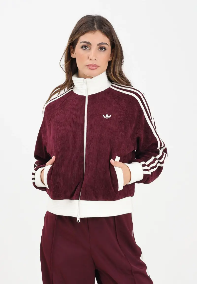 Felpa con zip ADIDAS ORIGINALS VELOUR KNIT bordeaux da donna miniatura 2
