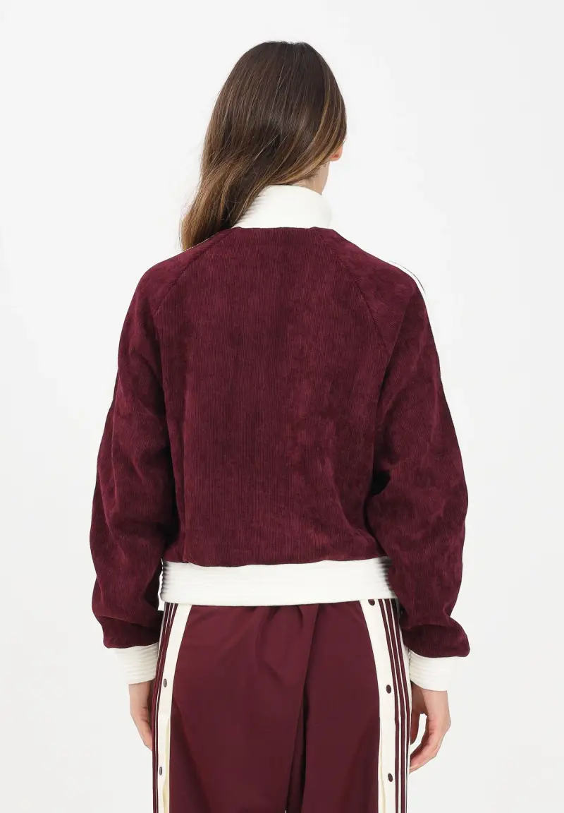 Felpa con zip ADIDAS ORIGINALS VELOUR KNIT bordeaux da donna miniatura 3