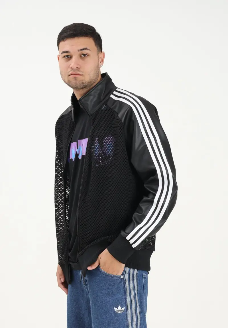 Felpa con zip adidas x Jeremy Scott Pride in ecopelle nera da uomo miniatura 2