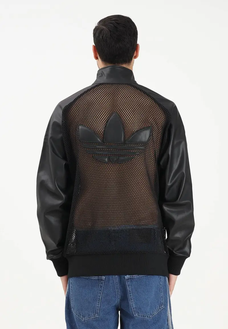 Felpa con zip adidas x Jeremy Scott Pride in ecopelle nera da uomo miniatura 3