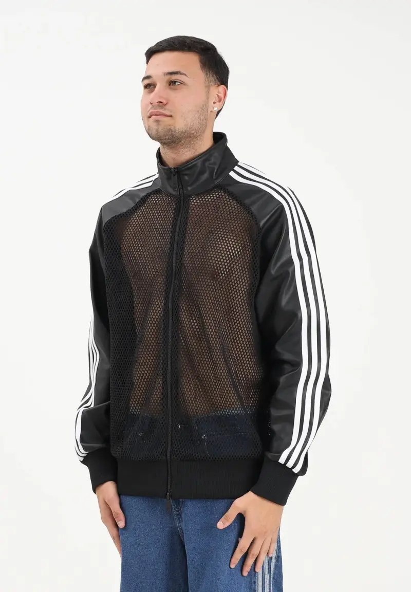 Felpa con zip adidas x Jeremy Scott Pride in ecopelle nera da uomo